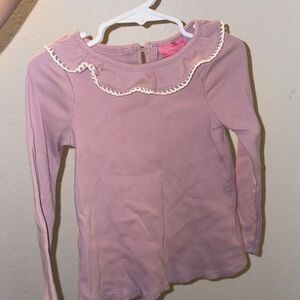 Isaac Mizrahi Lavender Pink Ruffle Collar Long Sleeve Tee